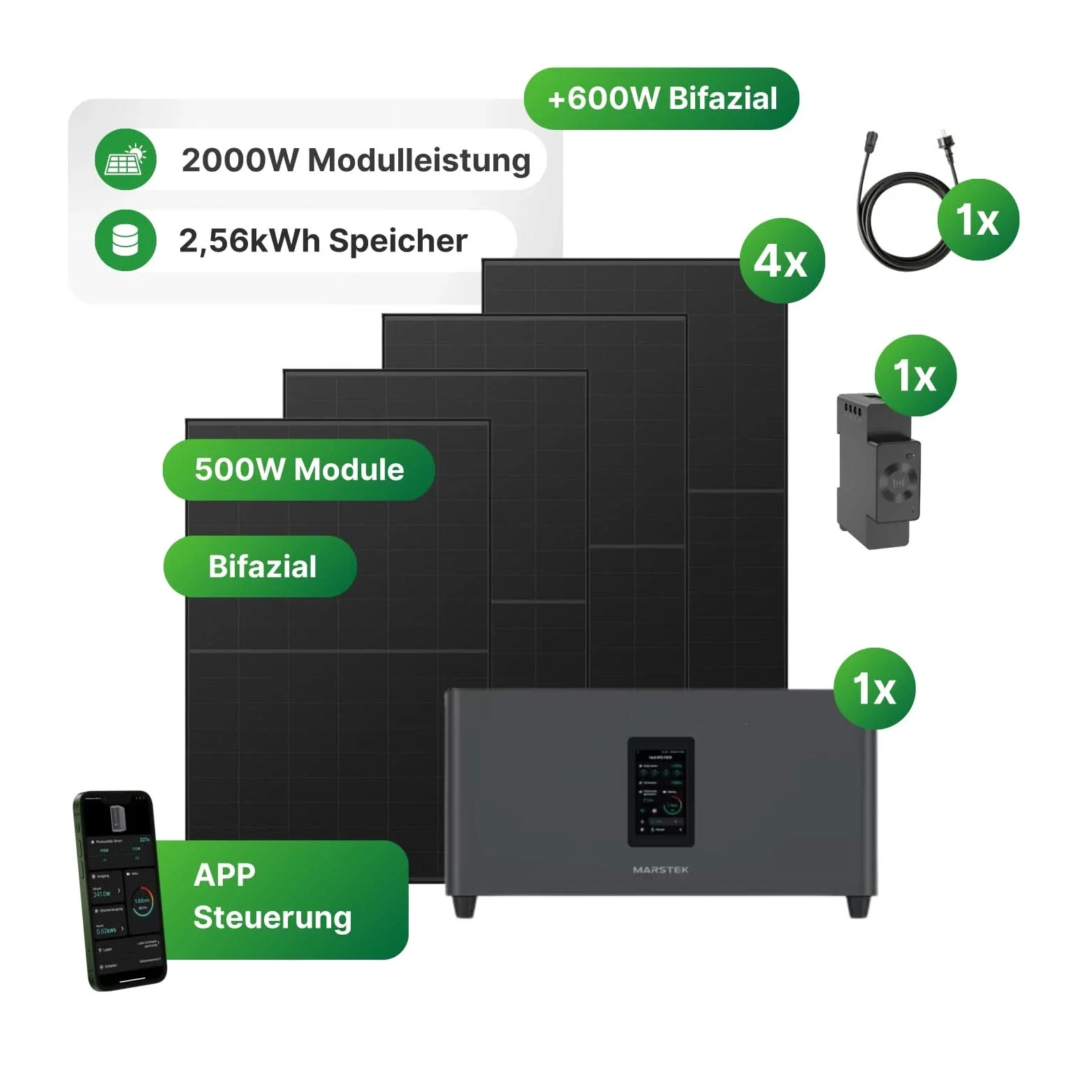 2000W Balkonkraftwerk + Marstek Jupiter-C Plus 2,56 kWh